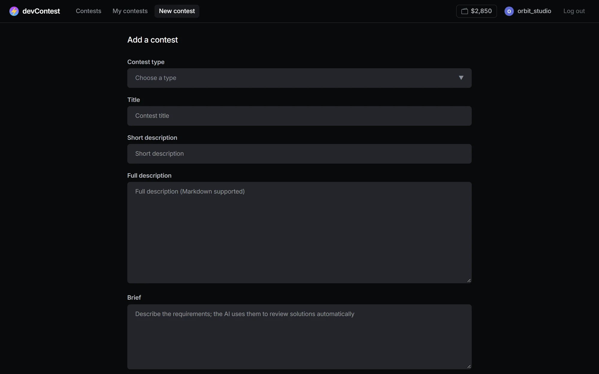 Creating a contest: stages and prize split